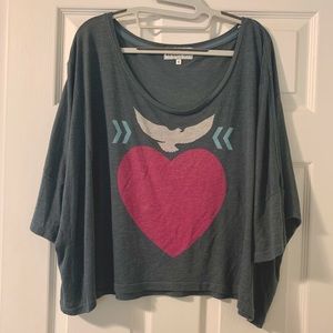 Wildfox oversized bird and heart T-shirt